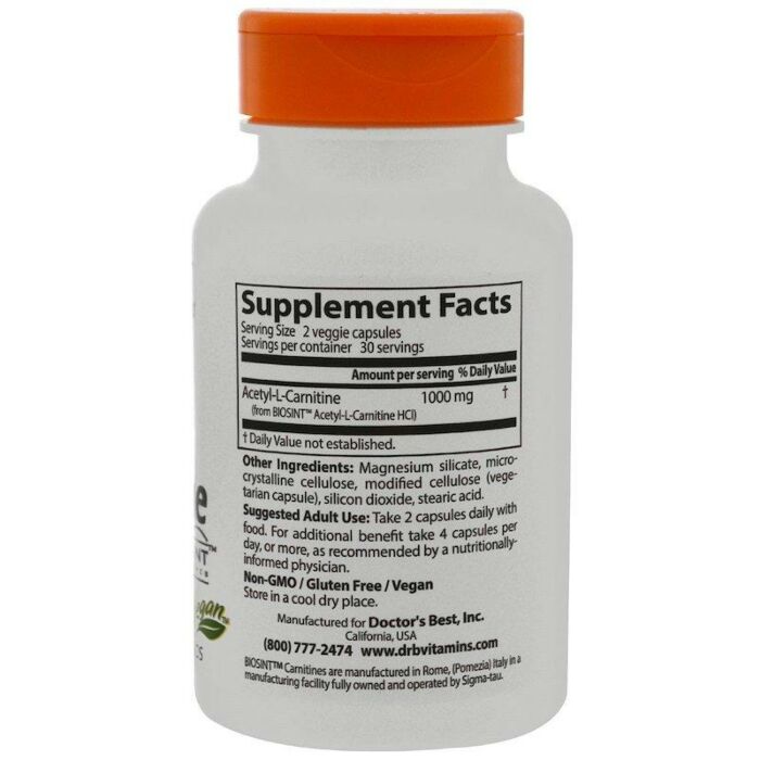 Л-Карнитин Doctor's Best Acetyl-L-Carnitine Biosint 500 mg, 60 caps