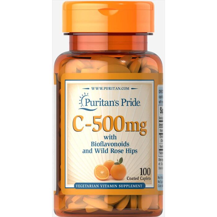 Витамин С Puritans Pride Vitamin C-500 mg with Bioflavonoids and Rose Hips 100 Caplets