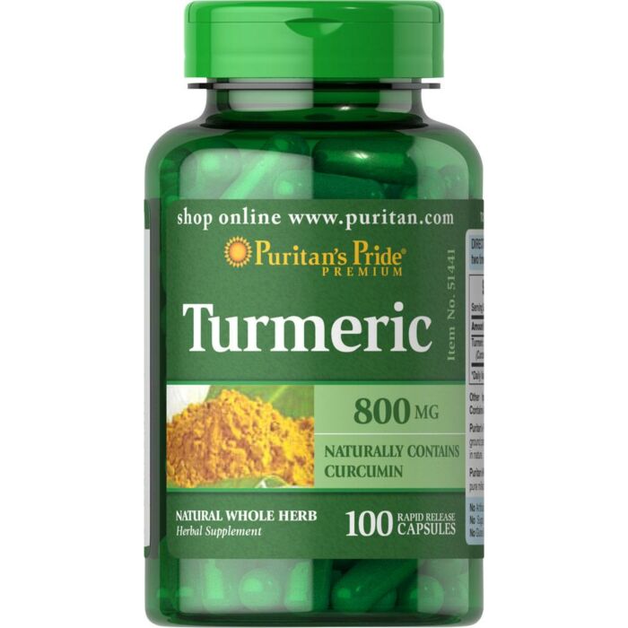 Куркумін Puritans Pride Куркума корінь (Turmeric) 800 мг – 100 капсул