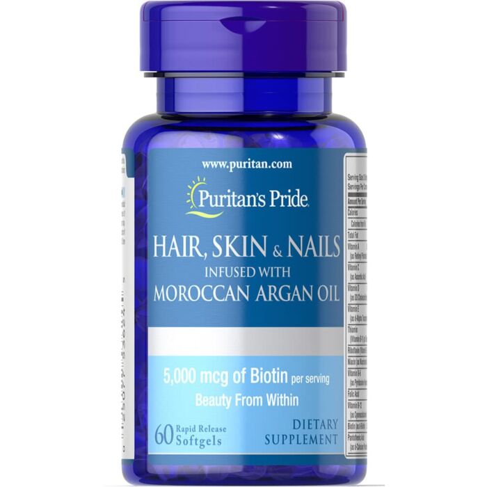 Для волос и ногтей Puritans Pride Hair, Skin & Nails infused with Moroccan Argan Oil 60 Softgels