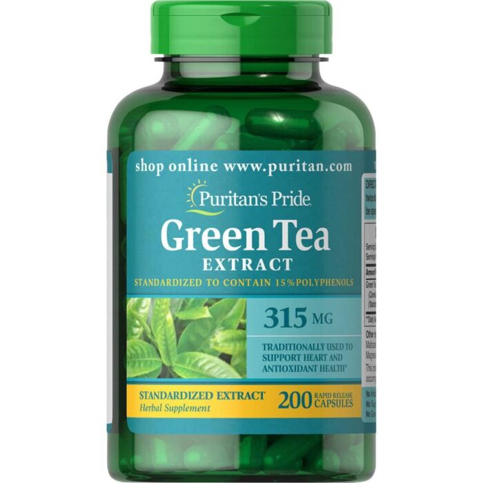Антиоксиданты Puritans Pride Green Tea Standardized Extract 315 mg 200 Capsules