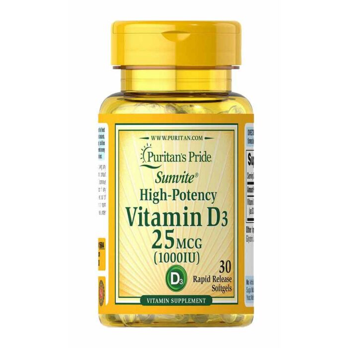 Puritans Pride Vitamin D3 25 mcg (1000 IU) - 100 softgels