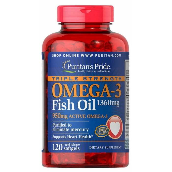 Омега жиры Puritans Pride Triple Strength Omega-3 Fish Oil 1360 mg 120 softgels
