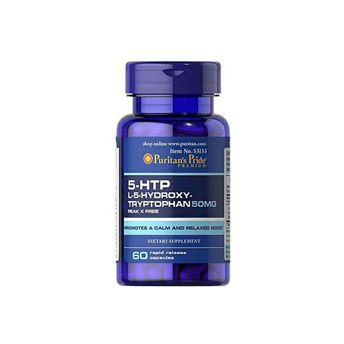Для нервової системи Puritans Pride 5-HTP 50 mg (Griffonia Simplicifolia) 60 Capsules