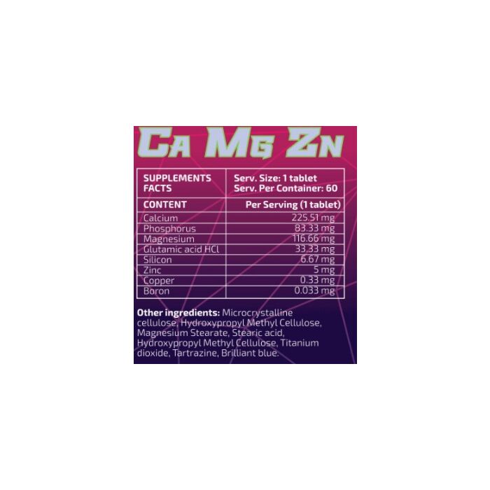 Минералы 10x Nutrition Calcium Magnesium Zinc 60 tabs