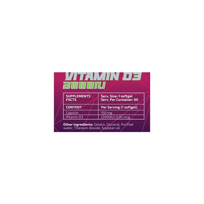 Витамин D 10x Nutrition Vitamin D3 2000IU 60 softgels