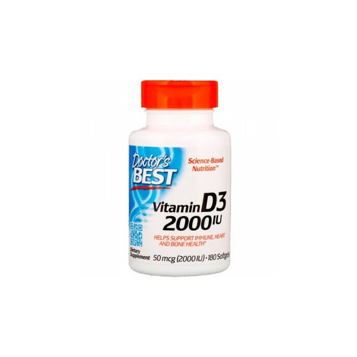 Вітамин D Doctor's Best Vitamin D3, Doctor's Best, 2000 IU, 180 мягких гелевых капсул (exp 02.23)