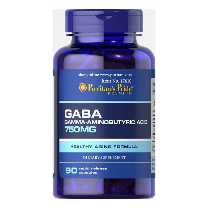ГАМК, габа Puritans Pride GABA (Gamma Aminobutyric Acid) 750 mg 90капс