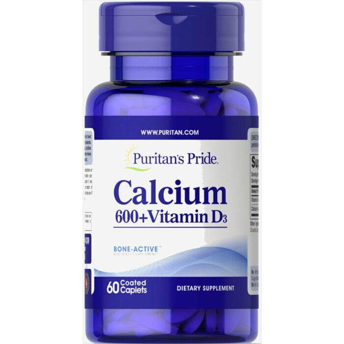 Кальций Puritans Pride Calcium Carbonate 600 mg + Vitamin D 125 IU 60 Caplets
