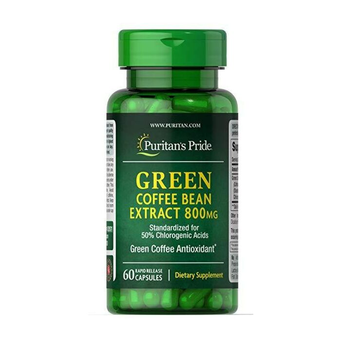 Антиоксиданти Puritans Pride Green Coffee Bean Extract 800 mg 60 Capsules