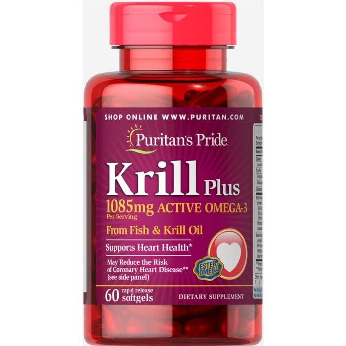 Омега жири Puritans Pride Krill Oil Plus High Omega-3 Concentrate 1085 mg 60 Softgels