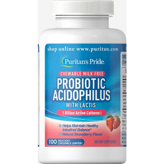 Puritans Pride Probiotic Acidophilus Chewables Strawberry 100 caps