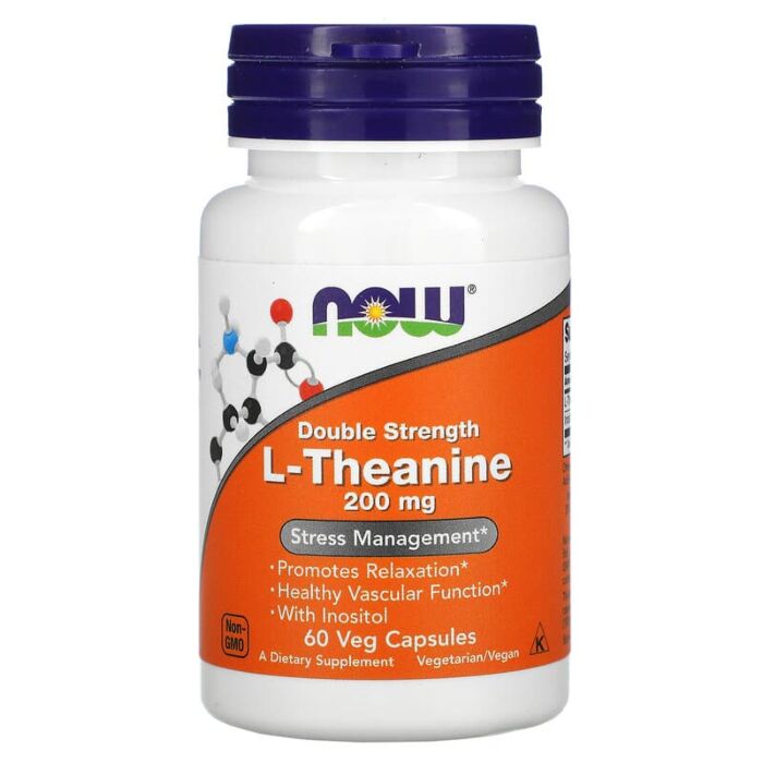 Для поддержки нервной системы NOW L-Theanine 200 mg, 60 капсул