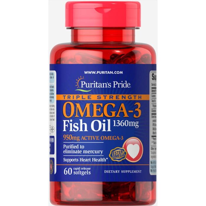 Puritans Pride Triple Strength Omega-3 Fish Oil 1360 mg 60 softgels
