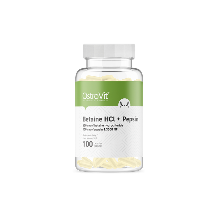 Добавка для здоровья желудка OstroVit Betaine HCL+ Pepcin 100 caps