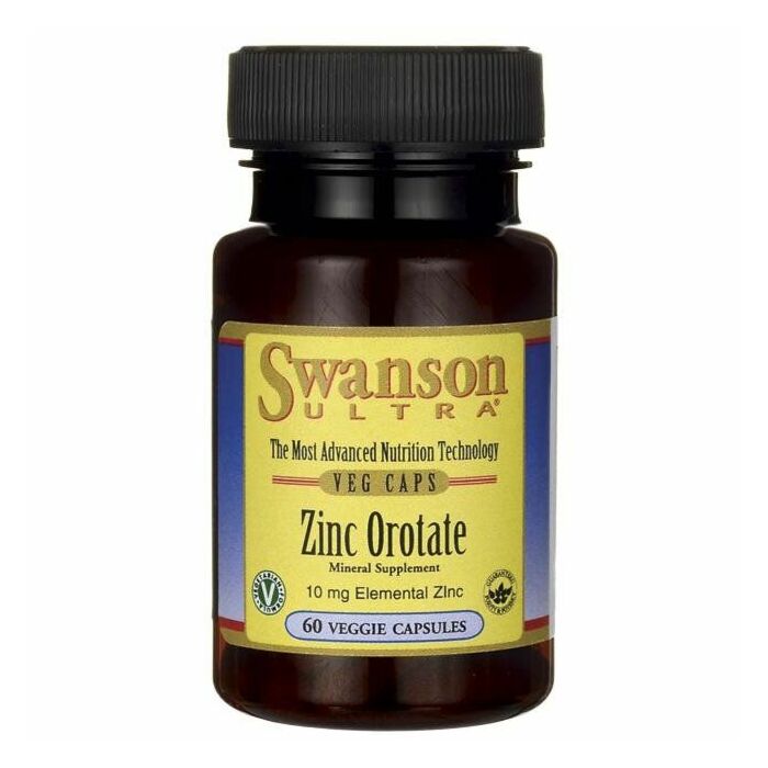Цинк Swanson Цинк Оротат, Zinc Orotate, 10 мг, Elemental Zinc - 60 капсул