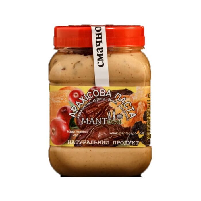 Арахисовое масло Manteca Арахисовое паста с отборными ягодами (клюква, курага, финики, изюм)