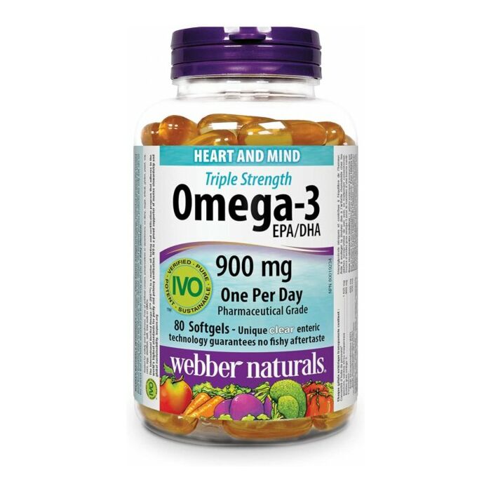 Омега жиры Webber Naturals Triple Strength Omega-3, 900 mg, 80 капсул