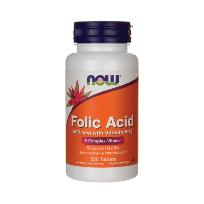 Витамин B NOW Folic acid 800mcg with Vitamin B-12 250tabs