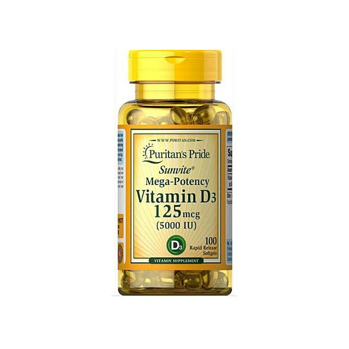 Puritans Pride Vitamin D-3; 125mcg (5000 IU); Sunvite Mega Potency 100 Caplets