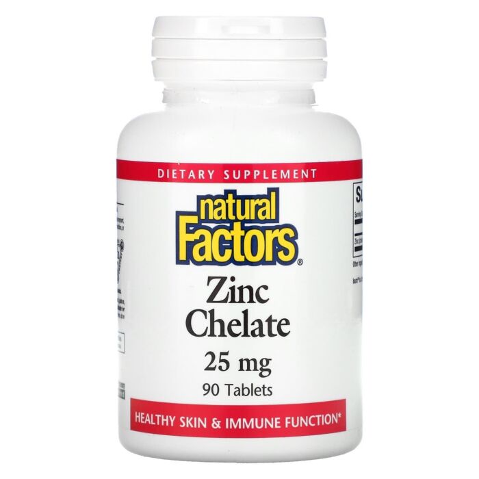 Цинк Natural Factors Zinc chelate, 25 mg - 90 tabl