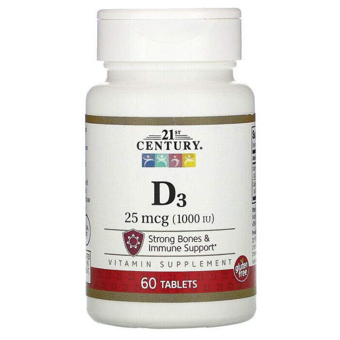 Витамин D 21st Century Vitamin D3 25mcg 1000IU 60 tab (exp 10/23)