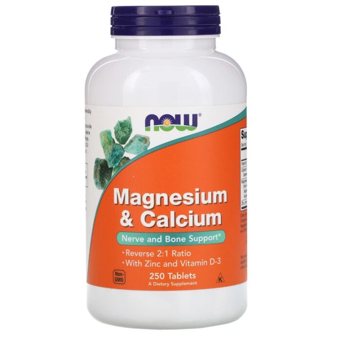 Минералы кальций-магний-цинк NOW NOW Calcium & Magnesium 2:1 ratio - 250tab