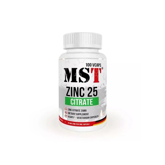 Цинк MST Zinc Citrate 25mg - 100 vcaps