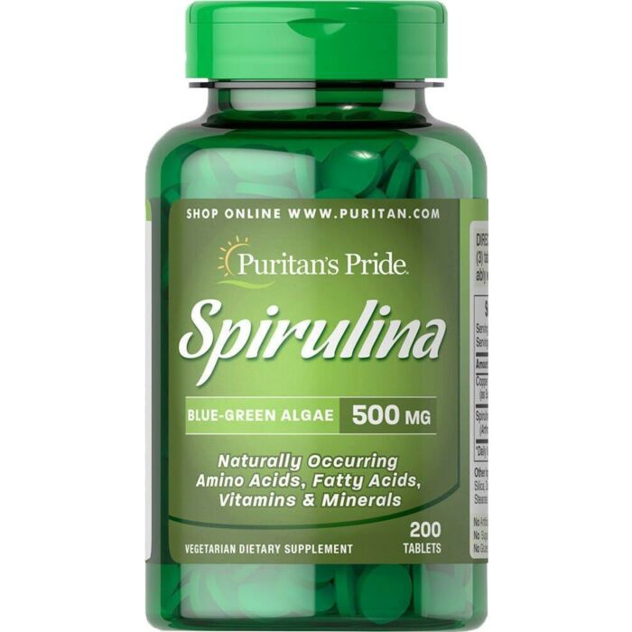 Спеціальна добавка Puritans Pride Spirulina 500 mg - 200 Tablets
