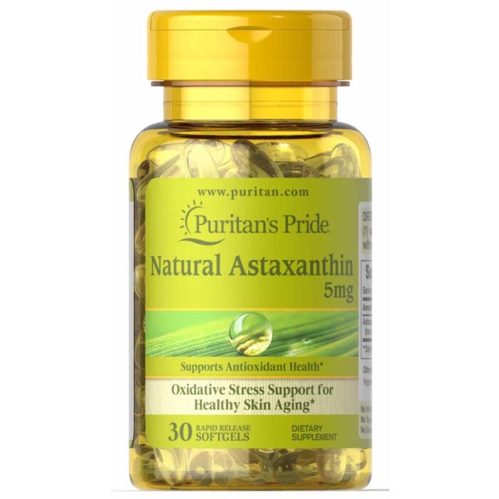 Антиоксиданти Puritans Pride Астаксантин, Natural Astaxanthin - 5 мг, 30 капсул