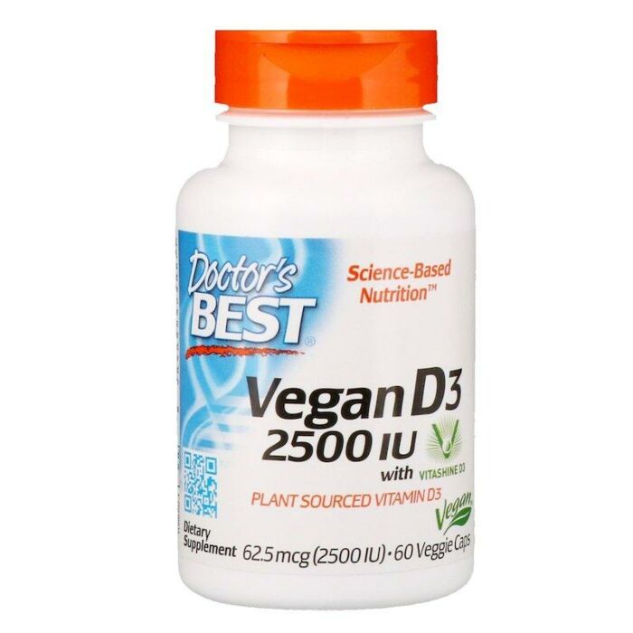 Вітамин С Doctor's Best Веганский Витамин D3 2500IU, 60 гелевых капсул