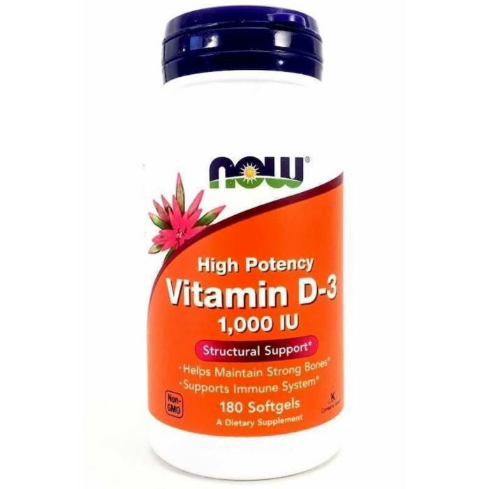Витамин D NOW Vitamin D-3 High Potency 1000 IU 180 Softgels