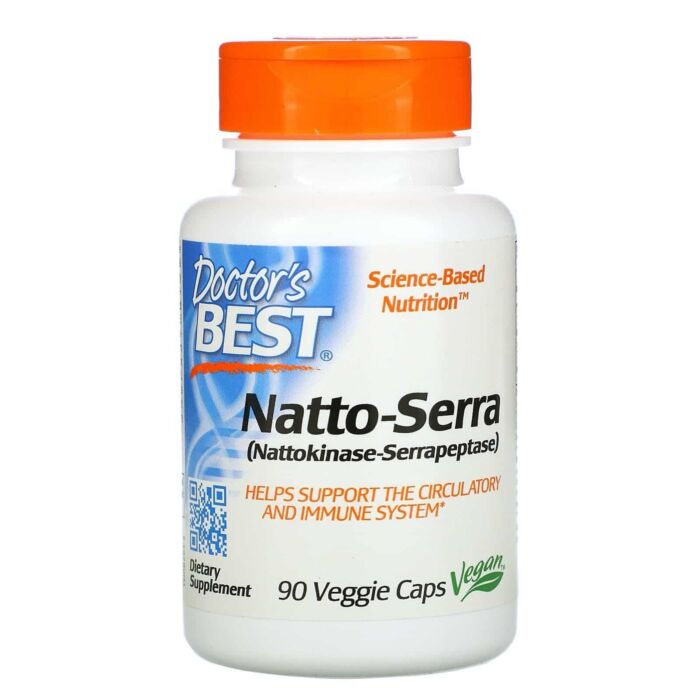 Для укрепления иммунитета Doctor's Best Наттокиназа и Серрапептаза, Natto-Serra, 90 вегетарианских капсул