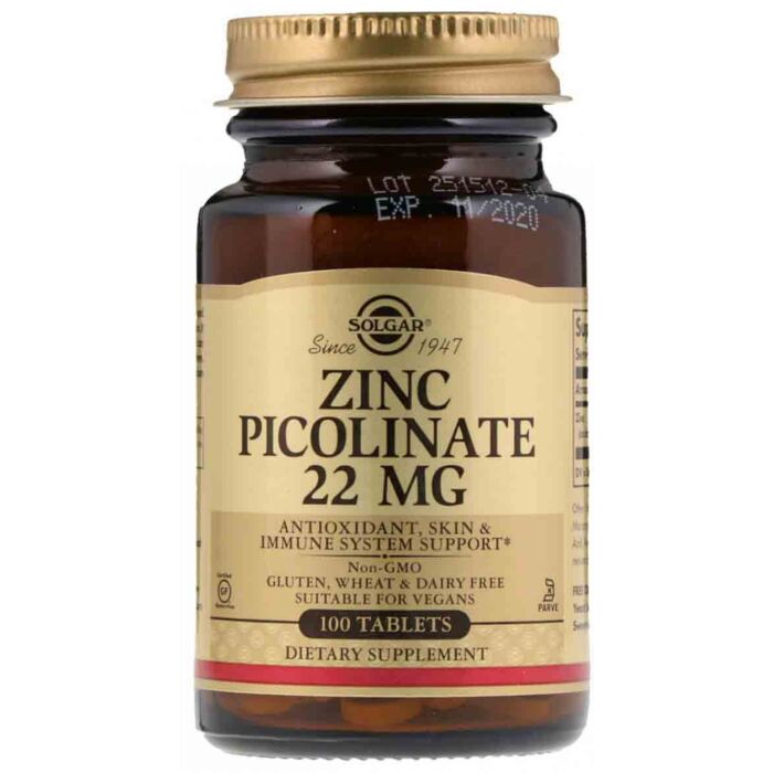 Solgar Zink Picolinate 22 mg, 100 tabls