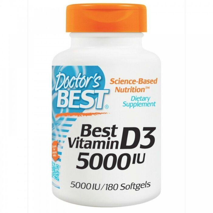 Витамин С Doctor's Best Витамин D3 5000IU, 180 желатиновых капсул