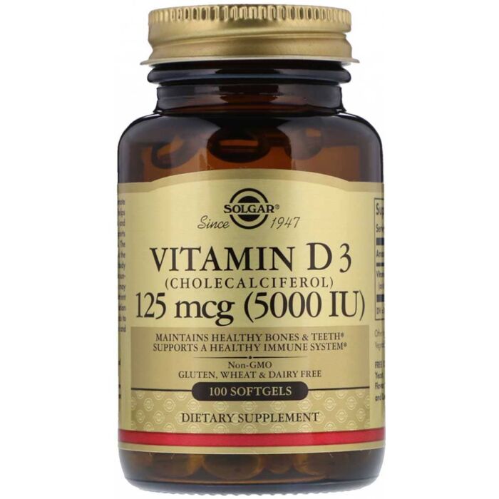 Solgar Vitamin D3 5000 IU (125 mkg), 100 caps