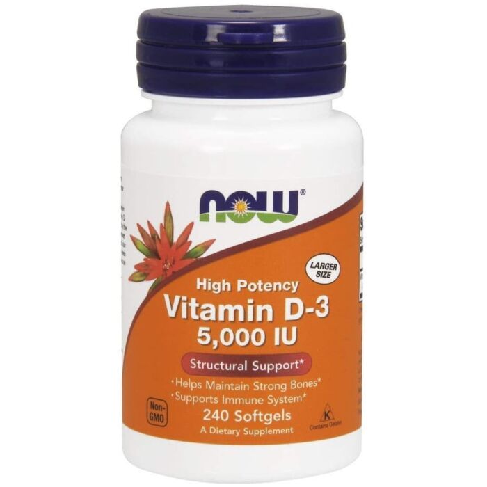 Вітамин D NOW Vitamin D-3 5000 IU . 240 softgels