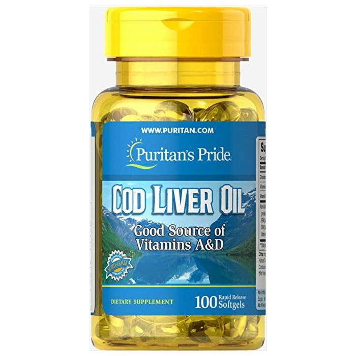 Для підвищення імунітету Puritans Pride Cod Liver Oil 415 mg 100 Softgel