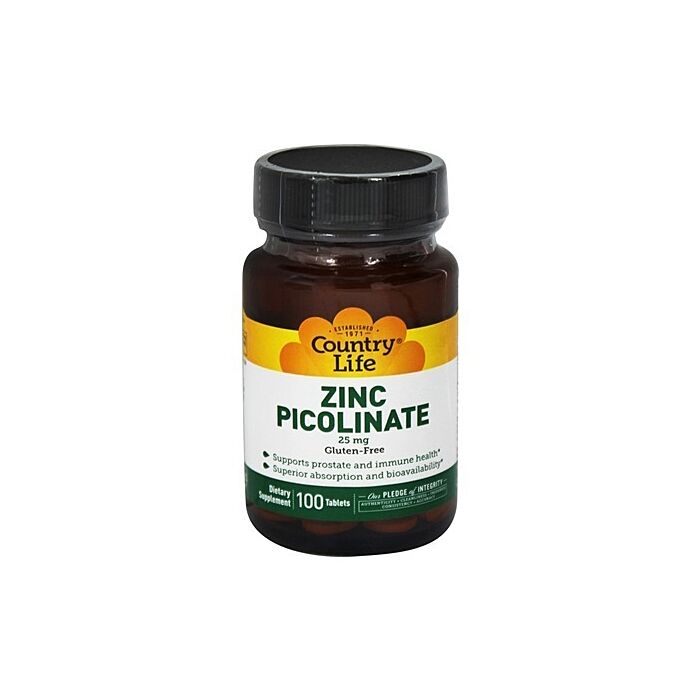 Цинк Country Life Zinc Picolinate 25 мг 100 табл