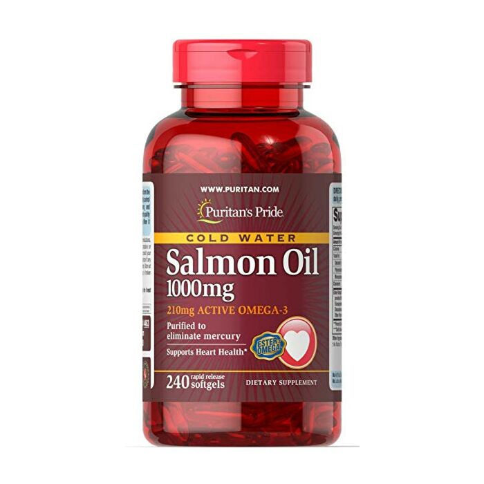 Омега жири Puritans Pride Omega-3 Salmon Oil 1000 mg (210 mg Active Omega-3) 240 Softgels