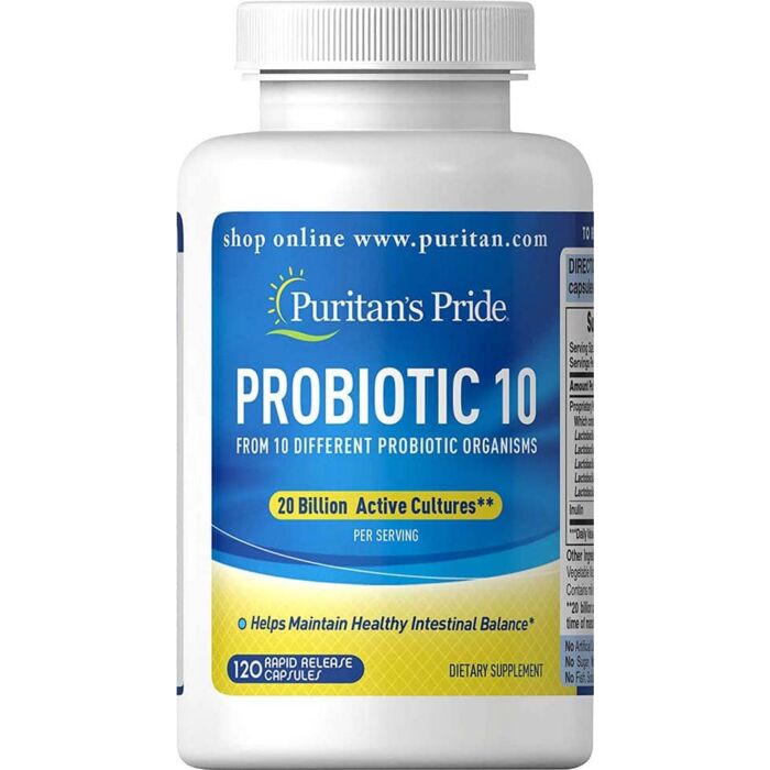 Puritans Pride Probiotic-10 (20 billion active culturres) 120 Cap