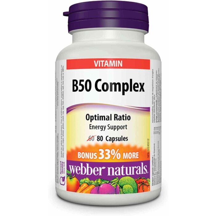 Витамин B Webber Naturals B50 Complex 50 mg, 80 caps