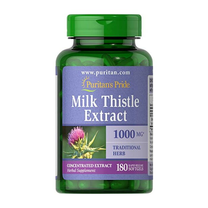Для здоров'я шлунка Puritans Pride Milk Thistle 4:1 Extract 1000 mg (Silymarin) 180 Softgels