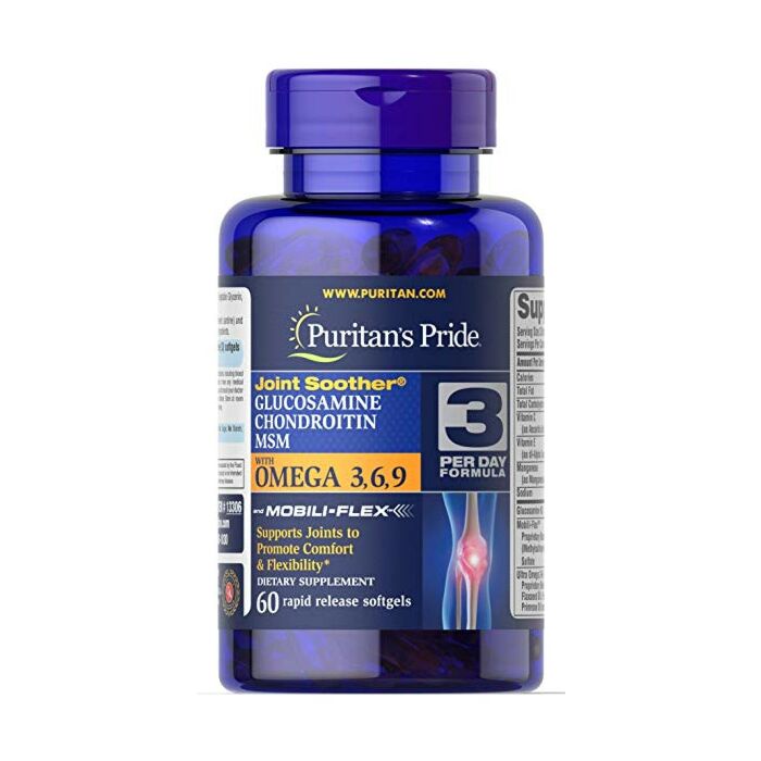 Комплекс для суставов и связок Puritans Pride Glucosamine, Chondroitin & MSM with Omega 3, 6, 9 60 Softgels
