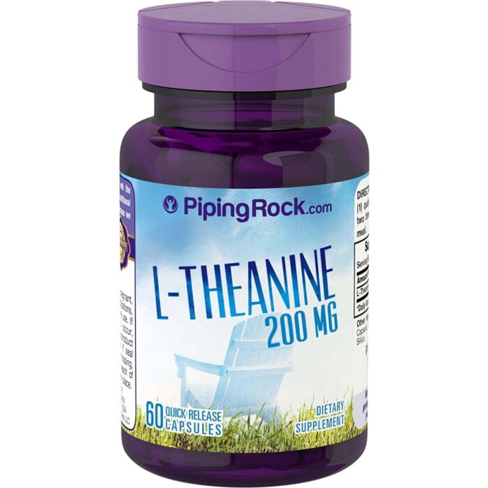 Для поддержки нервной системы Piping Rock L-Theanine, 200 mg, 60 Quick Release Capsules