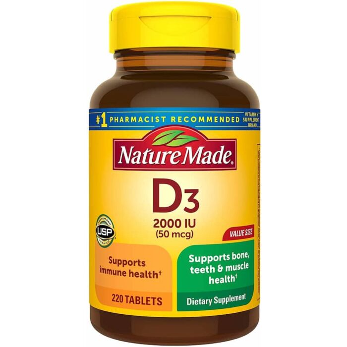 Витамин D Nature Made Vitamin D3 2000, 50 mcg, 220 tablets (exp 11/22)