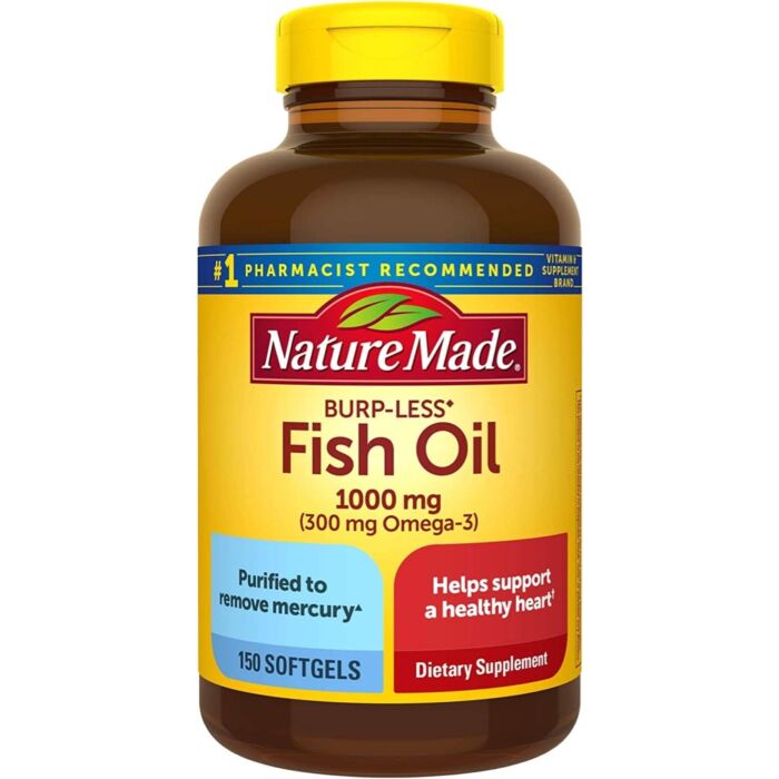 Омега жири Nature Made Burp-Less Fish Oil 1000 Mg - 150 Softgels (EXP 12/2022)