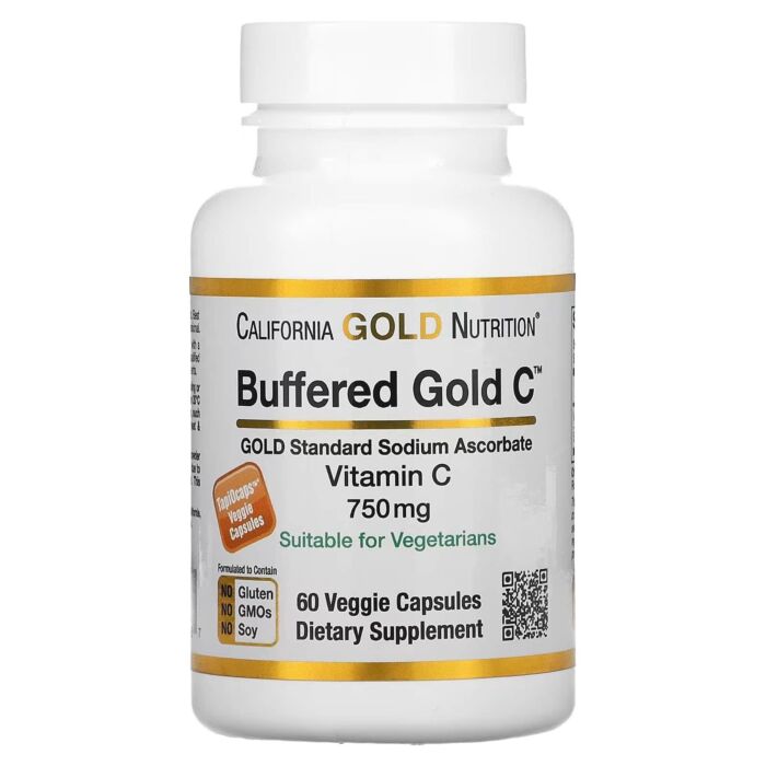Вітамин С California Gold Nutrition Buffered Vitamin C Capsules, 750 mg - 60 Veggie Capsules
