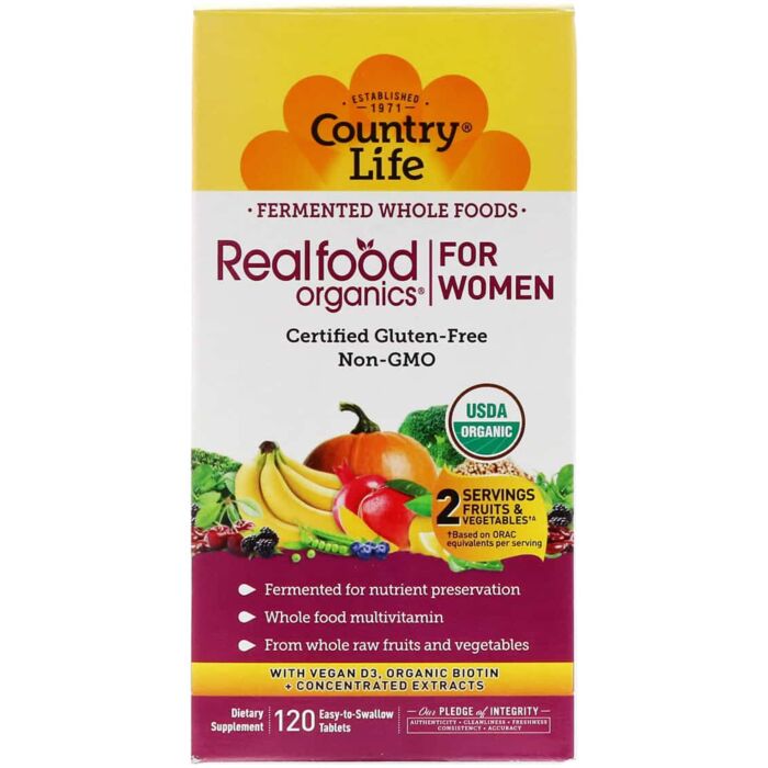 Мультивитаминный комплекс Country Life RealFood Organics для женщин 120 табл