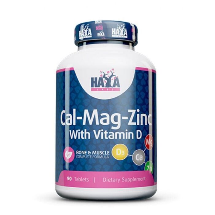 Минералы кальций-магний-цинк Haya Labs Calcium Magnesium & Zinc with Vitamin D - 90 таб